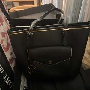 Michael Kors Black and Gold Accented Tote Bag